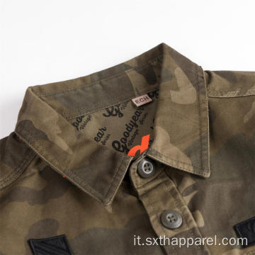 Camicia da giacca stampata mimetica a maniche lunghe per bambini